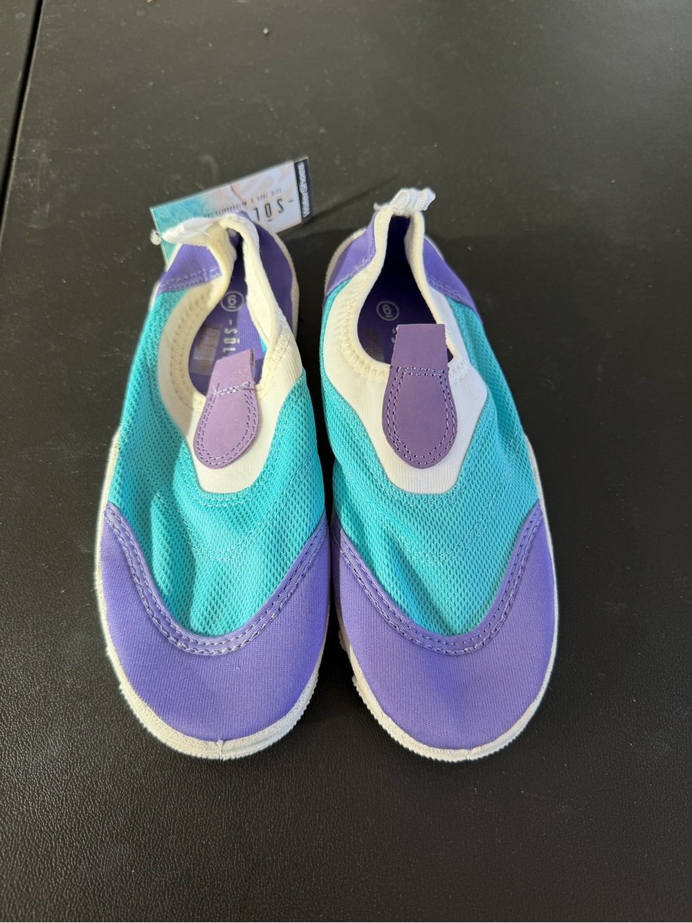 Kids Aqua & Purple Slip-On Water Shoes